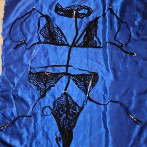 La Sensa One Piece Black Lace Garter Lingerie New